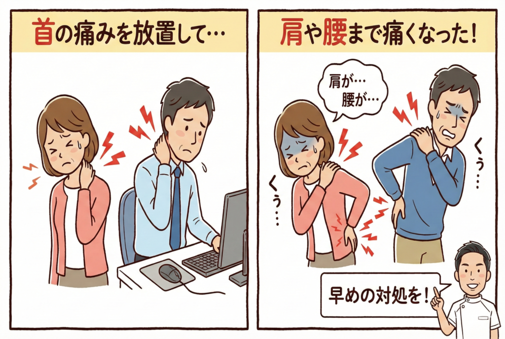 首の痛みを放置すると